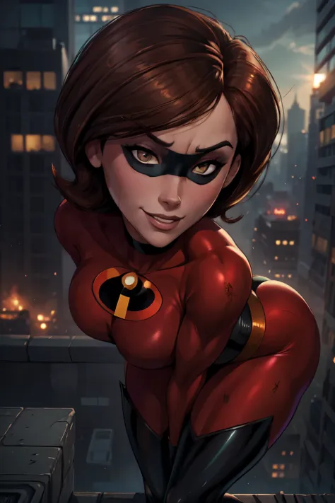 masterpiece, best quality, 4k, detailed, intricate, realistic),hot super-heroine notices the criminal staring at her tits while ...