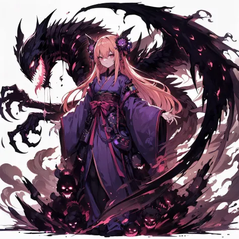 (masterpiece, Best Quality), (detailed hairs), Ultra-detailed, Anime style, Full body, Solo, very massive, muscular, Cyberpunk shadow maiden, light peach hair in a single braid, narrow eyes, sleepy standing, wearing Japanese nun’s habit, dark purple cyberp...