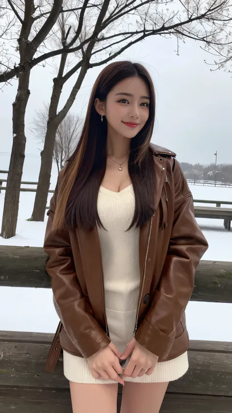 ((Ultimate sensation, 8K, masterpiece:1.3)), a beautiful woman with defined abs:1.3, (random-colored straight long hair, large chest:1.4), beautiful snowy landscape, ((random-colored winter outfit)), ((U.S. presidential election)), elegant posture, ((obser...