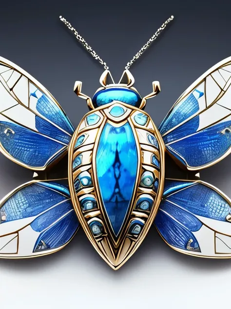 a close up of a blue and white beetle on a white surface, scarab, jewelry engraved in scarab, inspired by Paul Howard Manship, cloisonnism, mystical insects, beetle, cloisonne, steampunk stag beetle, insect, beetle-inspired, horned beetle, highly ornamenta...