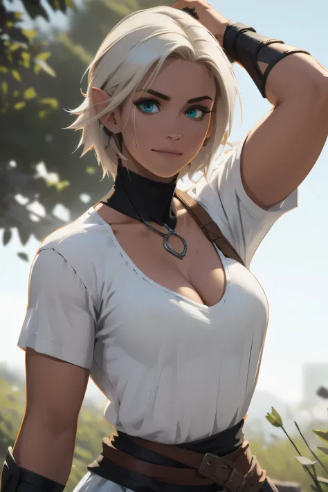 masterpiece, highres, photorealistic, real, Real photo, best quality, 8k, best quality, realistic, ultra-detailed, perfect lighting, cinematic lighting, warm light, female, solo, looking at viewer, wide shot, happy face, ultra detailed skin, ciri_, medie...