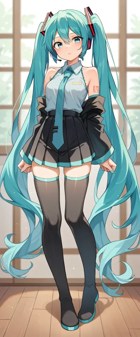 room full body,  hatsune miku,