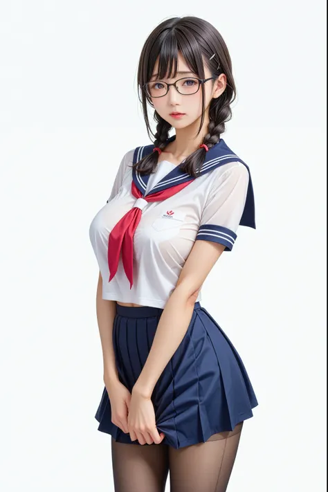 sailor suit、full body、front view、standing split、stand、 embarrassing expression、Shinozaki Ai、 very detailed illustration、Super detailed illustrations、Ultra-precise expression、masterpiece、Best Quality、ultra high resolution on down、 high resolution on down、p...