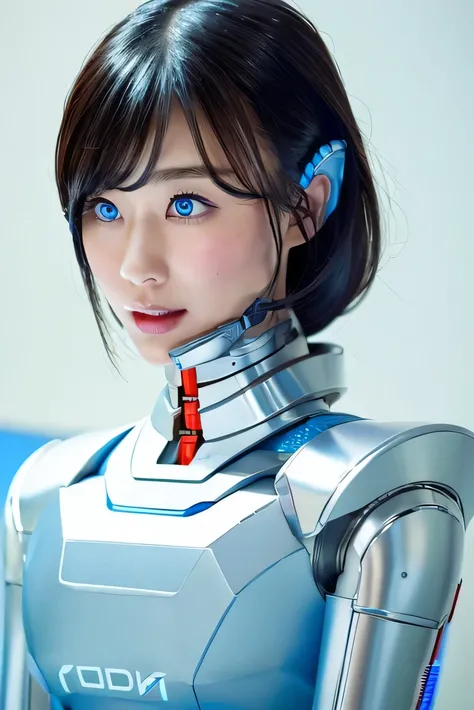 masterpiece, best quality, extremely detailed, Japaese android girl,Plump,control panels,android,Droid,Mechanical Hand, Robot arms and legs, Black Robot Parts,Black hair,Mechanical body,Blunt bangs,White robotics parts,perfect robot girl,future informatio...