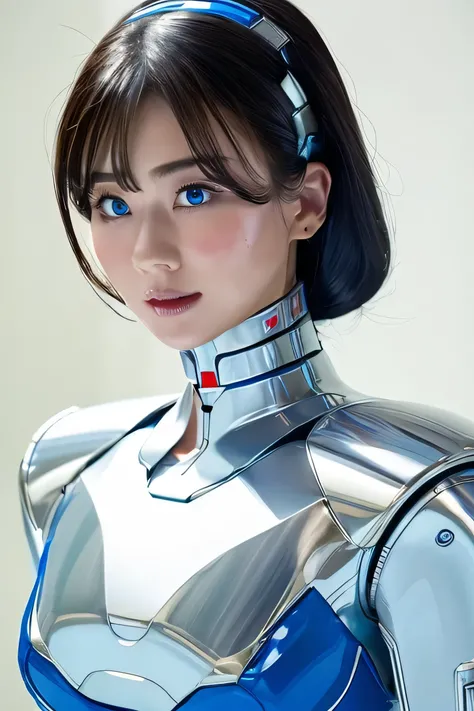 masterpiece, best quality, extremely detailed, Japaese android girl,Plump,control panels,android,Droid,Mechanical Hand, Robot arms and legs, Black Robot Parts,Black hair,Mechanical body,Blunt bangs,White robotics parts,perfect robot girl,future informatio...