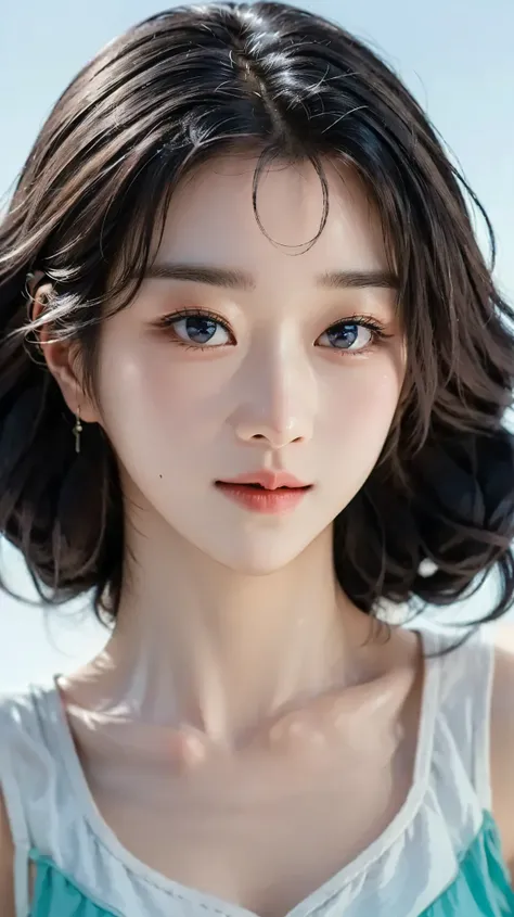 (masterpiece), (top class), (highly detailed), (illustration), (1girl), looking at the viewer, (interview), beautiful detailed eyes, delicate and beautiful face, floating, (high saturation), (shining), blue sky, bright and beautiful face, the skin is young...