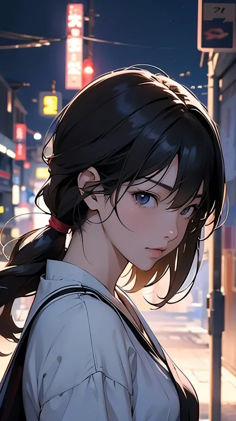 anime風の女性キャラクターのカラフルなプロフィール写真. anime「My Favorite 」has characteristics that are clearly different from. The setting is a futuristic city lit up by neon lights。. The environment is stimulating and adventurous. The camera settings are、A digital camera with a ...