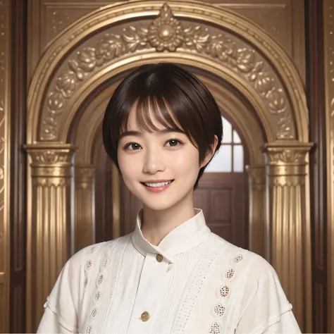 317 (   20-year-old female), ( スーパーリアル ), (     High image quality), (      short hair      ), (smile), (Luxury palace)