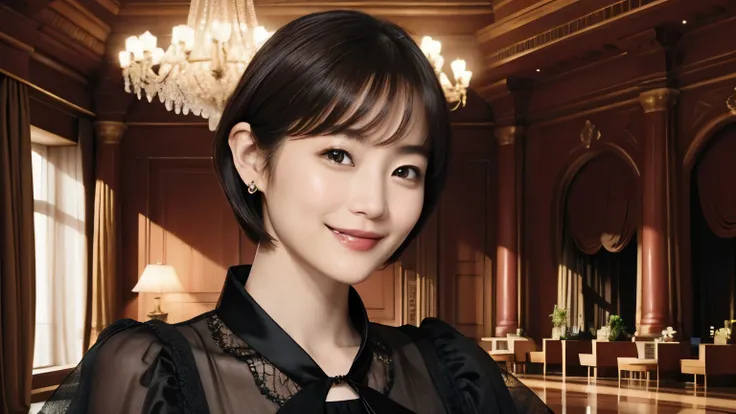 317 (   20-year-old woman), ( スーパーリアル ), (      High image quality), (       short hair       ), (smile), (Luxury palace)