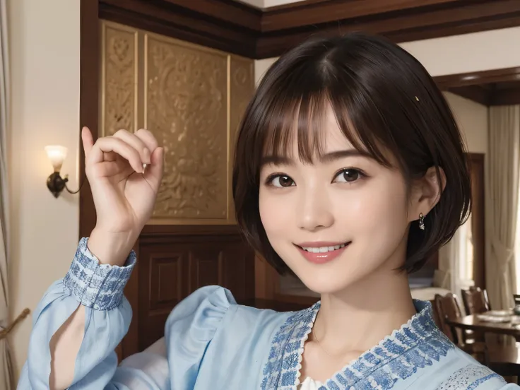 317 (    20-year-old woman), ( スーパーリアル ), (        High image quality), (         short hair         ), (smile), (Luxury palace)