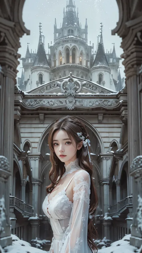 （8K，RAW photos， best qualtiy， tmasterpiece：1.2），（realisticlying， photograph realistic：1.4)，Hide your face with sadness，
Lolita costume，Lace， Aerith Gainsborough， The upper part of the body，upper legs，Lace， undergarments，exposed bare shoulders， do lado de f...