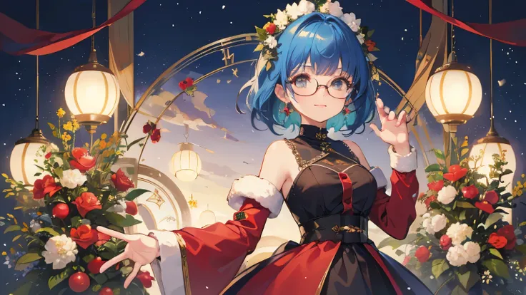 (( Best Quality)), ((masterpiece)), (  Details), wallpaper、Very  Details 、(((Very  Details な目と顔)))、masterpiece、Best Quality、 To  Details、 Movement angle 、  bright color、smile、whole body、Look left、  short hair 、Blue Hair Color、  Curly Hair 、40 years old、  B...