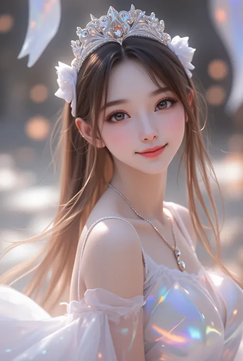 (super cute young face:1.5),(sparkling clear attractive large glowing eyes:1.5), (japanese idol face:1.5),very beautiful cute girl,(baby face:1.4),(thirteen  years old:1.4),exquisite smooth and silky long brown straight hair,fair skin,(happy cheerful smile...