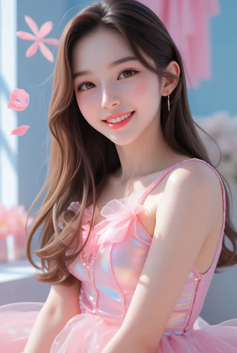 (super cute young face:1.2),(sparkling clear attractive large glowing eyes:1.2), (japanese idol face:1.2),very beautiful cute girl,(baby face:1.2),(thirteen  years old:1.2),exquisite smooth and silky long brown straight hair,fair skin,(happy cheerful smile...