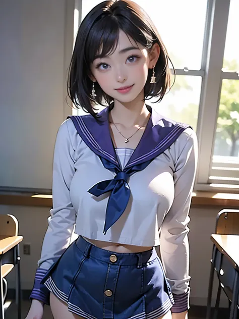 (((Best Quality)))、(((Ultra-precision CG16K wallpaper)))、(((Super detailed)))、(((Mature 24 year old woman、one person:1.8)))、((Very beautiful Japanese face))、(((Haruka Fukuhara)))、(( straight bob bob hair、bangs:1.6))、(Shiny brown hair)、(Sparkling Eyes)、Thin...