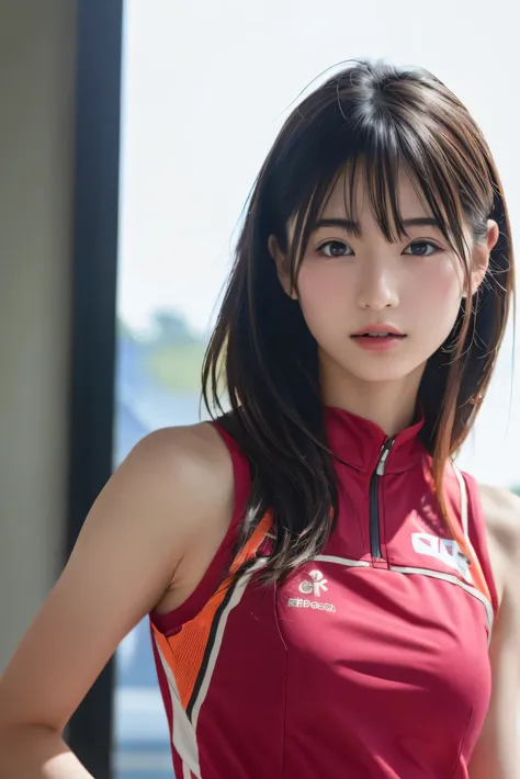 (8k,  RAW photos up close,Best Quality,  high resolution on down:1.1), (超Realisticな:1.4),(Realistic, Realistic:1.3), Japanese beauty、Rhythmic Gymnastics Club、  rhythmic gymnastics uniform 、(( upper body:1.3))