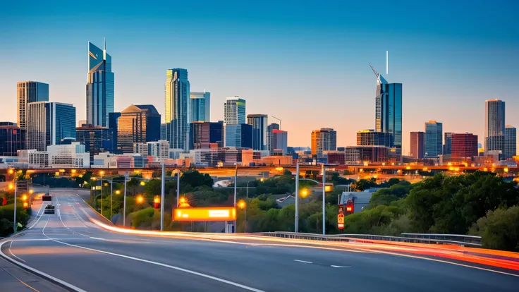 Image of a moving truck on a scenic road, with a background showing the skyline of a popular city (like Austin, Nashville, or Phoenix). Emphasize the excitement of a new journey.

Split-screen image: Half showing a family or young couple looking happy in a...