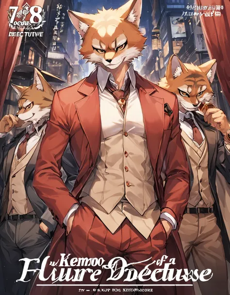 score_9, score_8_up, score_7_up, score_6_up, score_5_up, score_4_up, source_furry, highres, cover page, absurdres, perfect anatomy(handsome 1boy, kemono)The story of a hard-boiled detective,