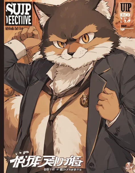 score_9, score_8_up, score_7_up, score_6_up, score_5_up, score_4_up, source_furry, highres, cover page, absurdres, perfect anatomy(handsome 1boy, kemono)The story of a hard-boiled detective,