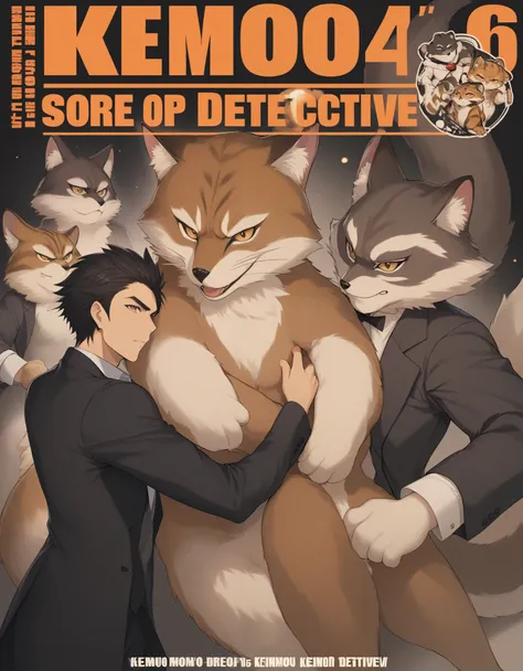 score_9, score_8_up, score_7_up, score_6_up, score_5_up, score_4_up, source_furry, highres, cover page, absurdres, perfect anatomy(handsome 1boy, kemono)The story of a hard-boiled detective,