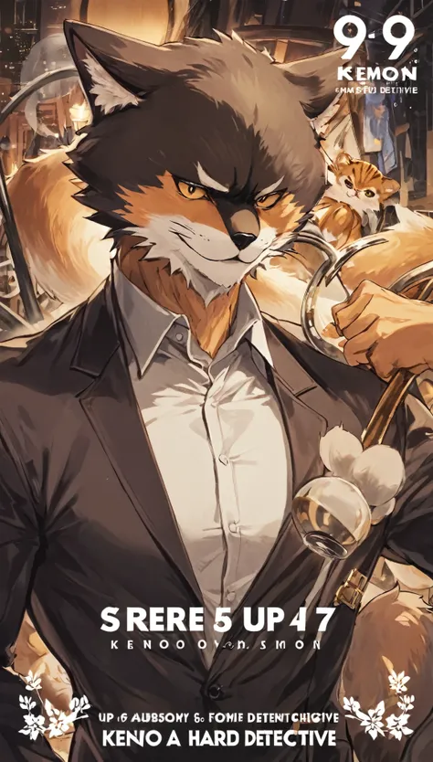 score_9, score_8_up, score_7_up, score_6_up, score_5_up, score_4_up, source_furry, highres, cover page, absurdres, perfect anatomy(handsome 1boy, kemono)The story of a hard-boiled detective,