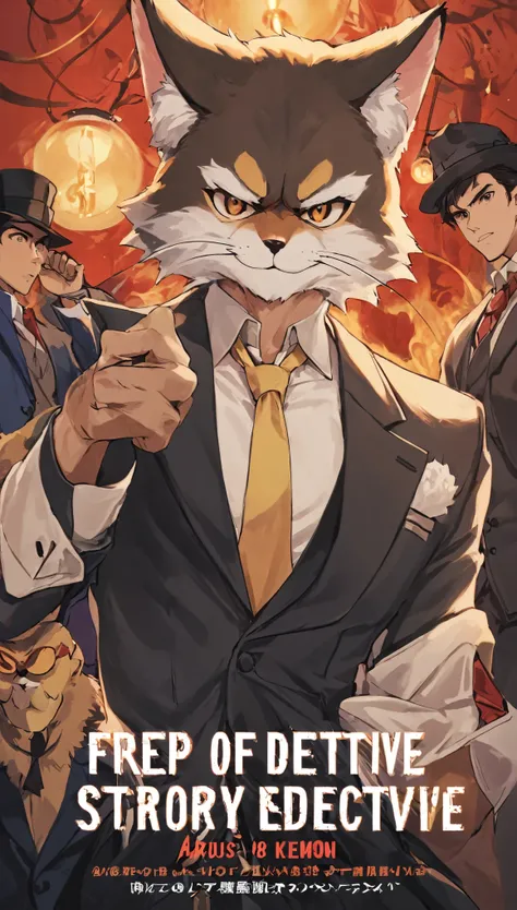 score_9, score_8_up, score_7_up, score_6_up, score_5_up, score_4_up, source_furry, highres, cover page, absurdres, perfect anatomy(handsome 1boy, kemono)The story of a hard-boiled detective,