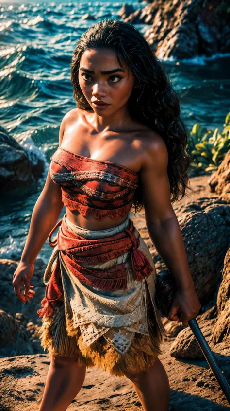 Sexy hot Moana full body view standing pose sharp focus cgi, photorealistic, high detail, realistic, masterpiece, absurdres, best quality, HDR, high quality, high-definition, extremely detailed, 8k wallpaper, intricate details, 8K uhd, Full-HD, (realistic ...