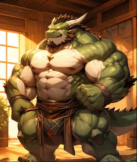 

Dragon Orc ，strong body， muscular，Like a born strong man。His skin looks healthy and fair out...，Muscles and fat interwoven，Creating unique skin texture，Perfect and powerful。

His arms are as strong as iron pillars ，well-defined muscles，It seems to contai...