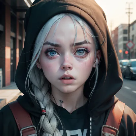 billie eilish ,  hyper-realistic , 4K ,not , American Plan ,