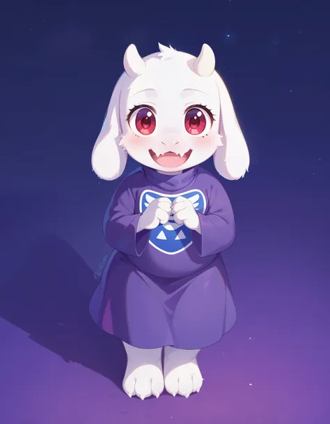 score_9, score_8_up, score_7_up, source_furry,, creamgag, furry, fur whiter, 2d, break, 1girl, solo, toriel, young