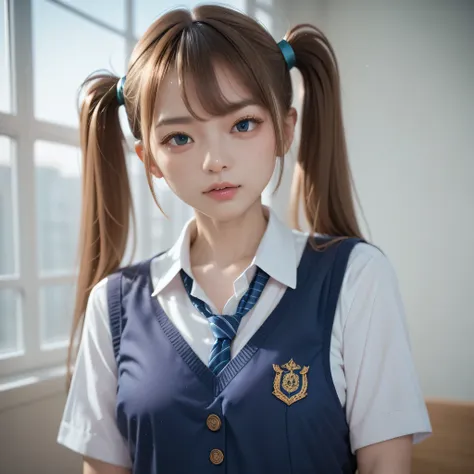 1girl,solo,twintails,school uniform,