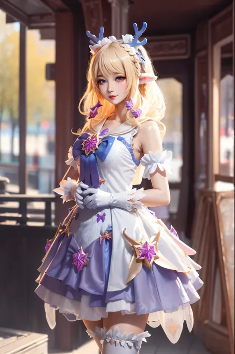 (( very detailed CG)),1 Girl,masterpiece,Delicate CG rendering ,( high detailed skin :1), smooth skin, Ultra High Resolution , sparkling eyes, perfect figure ,Female body, exquisite facial features ,Gloves, White_Gloves, skirt, White_beat, alone , blo...