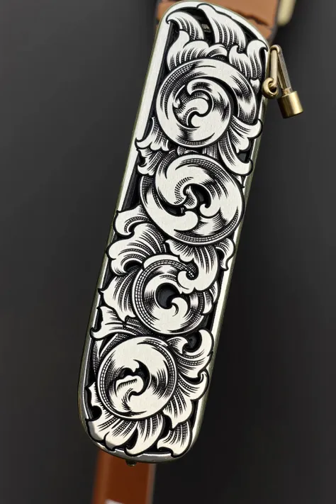 create a thin vine hatched engraved scroll detailed strap