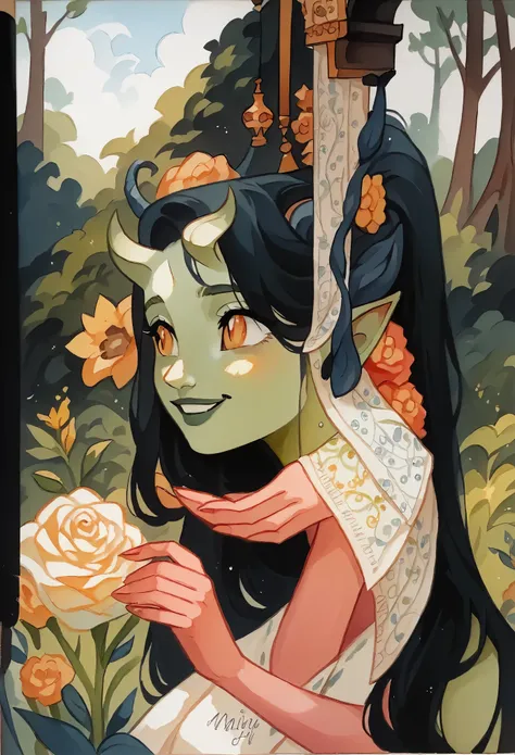 score_9, score_8_up, score_7_up, score_6_up, mulanxlp, hyper detailed, gouache painting:1.5, (a cute tiefling girl and her mothe...