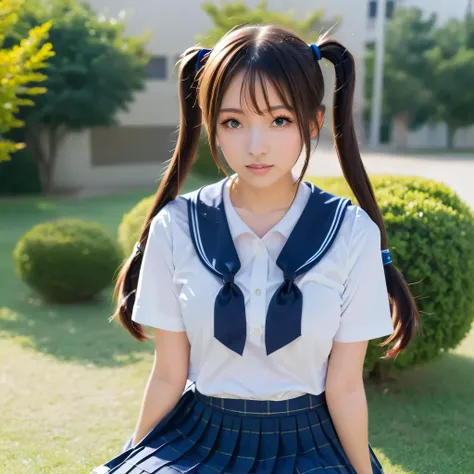 1girl,solo,twintails,school uniform,