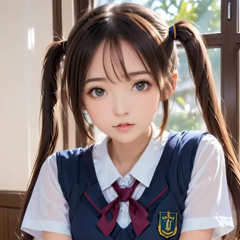 1girl,solo,twintails,school uniform,