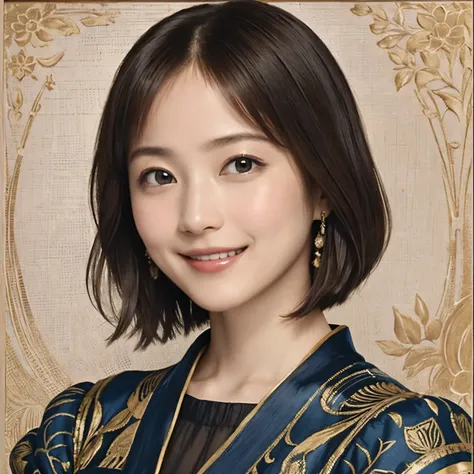 318 (  20-year-old female), ( スーパーリアル ), (   High image quality), (    Airy Short Bob), (smile), (    in a gorgeous dress ), (Da Vinci painting    )