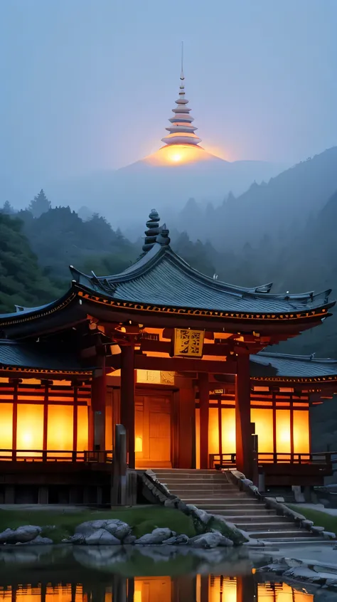  It is a sanctuary surrounded by eight shrines with stones falling from the four heavens and three springs of water。 a shrine with enormous spiritual power 、A place of deep fortune 、 mystical atmosphere、 thick fog enveloping a sacred place 、 sacred energy ...