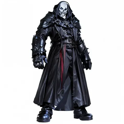  a cartoon of a man dressed in black,  dressed as Ainz Ooal , dressed in a long black leather coat, dark priest , black leather armor, overwatch, 