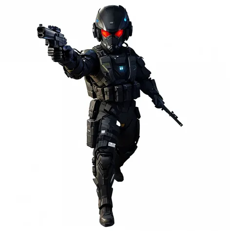  Arafed soldier with a gun and helmet on,  sci-fi soldier ,  The art of the characters : The counter ,  cyberpunk soldier , video  game character , Stealth Suit, Helghast, futuristic soldier,  Jetstream sam of metal gear ,  Concept art of an FPS game ,  ga...