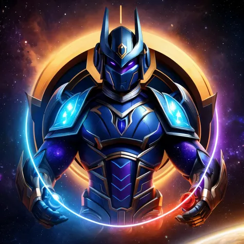 Galactuss armor features a futuristic design with striking cosmic aesthetics, consisting of thick plates that protect his entire body, including a large helmet with two distinctive horns on either side of his head. The torso and waist are adorned with geom...