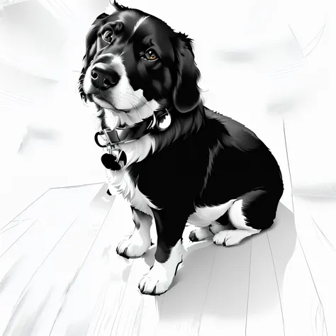 A black and white drawing, black and white vector art, anime vector shading, clean line art, intense line art, dog portrait profile, extremely fine ink lineart, black and white line art, black and white line art, black and white manga style