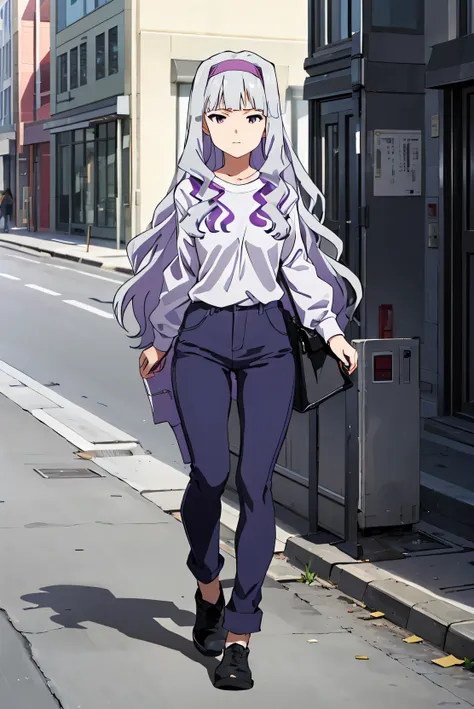 (( pixel perfect,  detail perfect ))), alone,  1 girl, takane shijou, purple hair band , big , (((head to toe))) , ((( facing fo...