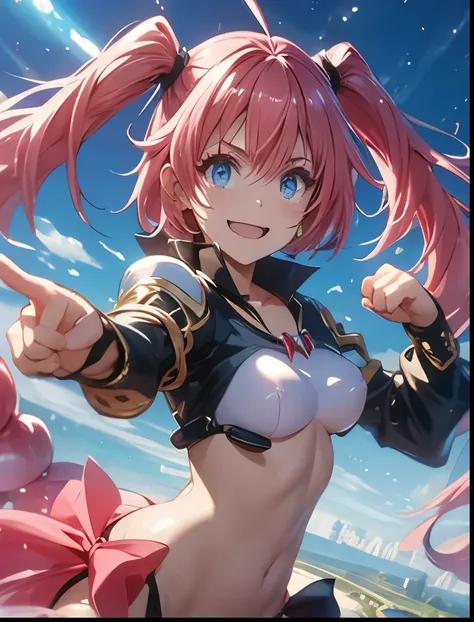 （（（ＳＦＷ、Precision、Highest quality、A first-class masterpiece、Normal body、8k、  Detailed Face 、Ultra-precision、 Normal hand、５refer to、Highest）））、-That Time I Got Reincarnated as a Slime-、Milim Nava、Pink hair、 Twin Tails、See-through costume、See-through nipples、...