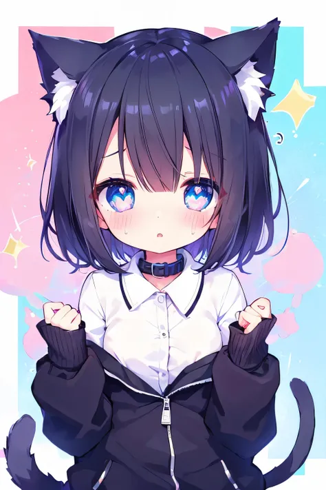    oversized jacket 、 Wearing a collar 、  Look for elementary school girls   、,,Very beautiful and Sparkling Eyes、Sparkling Eyes、   1 girl、 small breasts、Cat ears   Look for elementary school girls   、Very beautiful and Sparkling Eyes、Sparkling Eyes、1 pers...