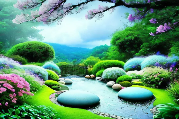 rain、rain、rain、Mysterious World Zen Garden 　Dazzling clouds　 Gently Flowing Light Blue Flowers 　Colorful butterflies々 々 Fresh Air Nature Symphony Perfect Harmony Magical Beauty Enchanting Melody Heavenly Harmony Calm Color Paradise Quiet and Mysterious Aur...