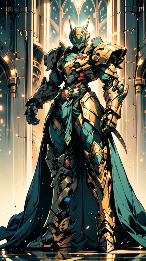 (masterpiece:1.5, best quality:1.5, extremely delicate:1.5), ((male:1.5)), a man wearing a full-face helmet, green eyes, fantasy-style high-tech biomimetic armored combat suit, (a composite layered chest armor), the design balances heavy with agility, full...