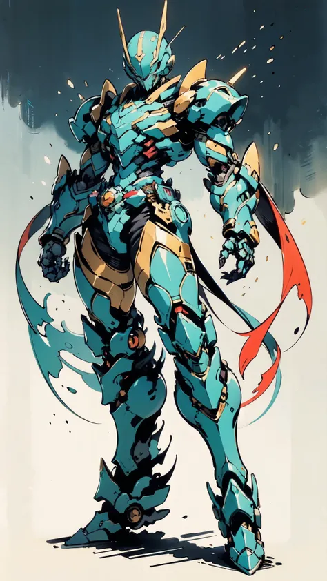 (masterpiece:1.5, best quality:1.5, extremely delicate:1.5), ((male:1.5)), a man wearing a full-face helmet, green eyes, fantasy-style high-tech biomimetic armored combat suit, (a composite layered chest armor), the design balances heavy with agility, full...