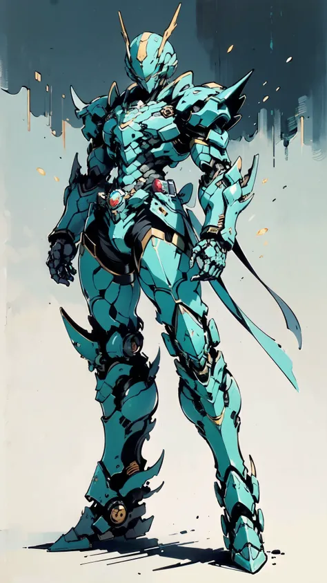 (masterpiece:1.5, best quality:1.5, extremely delicate:1.5), ((male:1.5)), a man wearing a full-face helmet, green eyes, fantasy-style high-tech biomimetic armored combat suit, (a composite layered chest armor), the design balances heavy with agility, full...