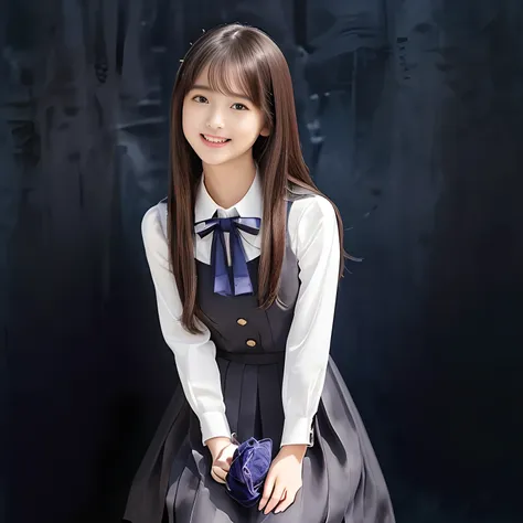 (Highest quality, masterpiece:1.2), Highest quality, High resolution, 1080P, 8k, height: 158cm, (A 14yo Japanese beautiful fashion model is seated, cute skirt with beautiful knees, putting her hands front and beautiful fingers, looking at the viewer, cant ...